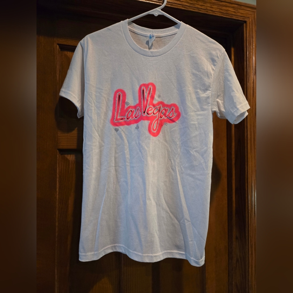 Las Vegas Women's White Tee with Pink Design